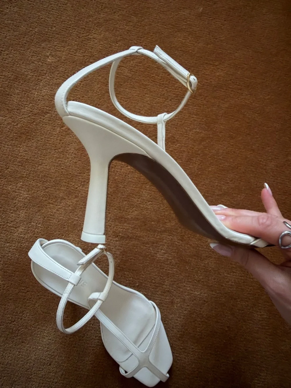 Neous White Ankle Strap Sandals - Picture 8 of 10